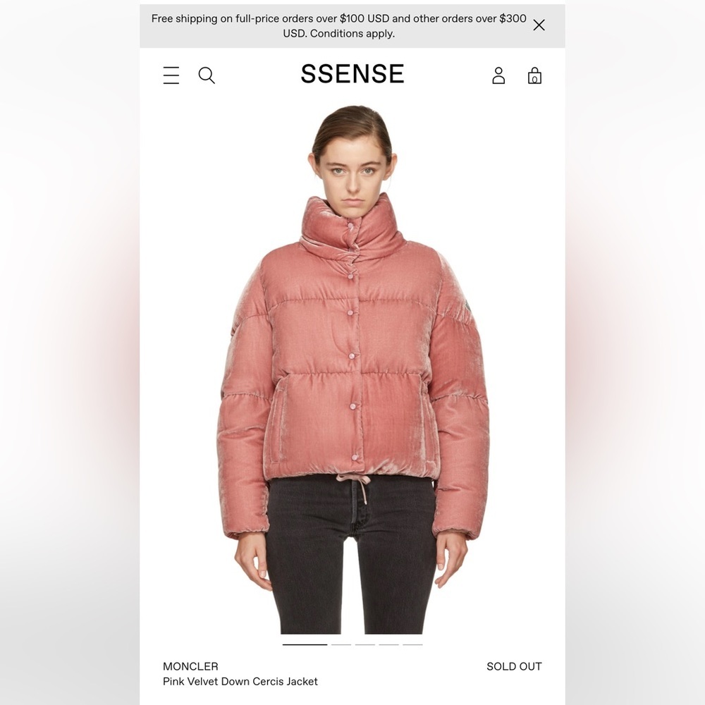 MONCLER Pink Velvet Down Cercis Jacket size 3 - Picture 4 of 14